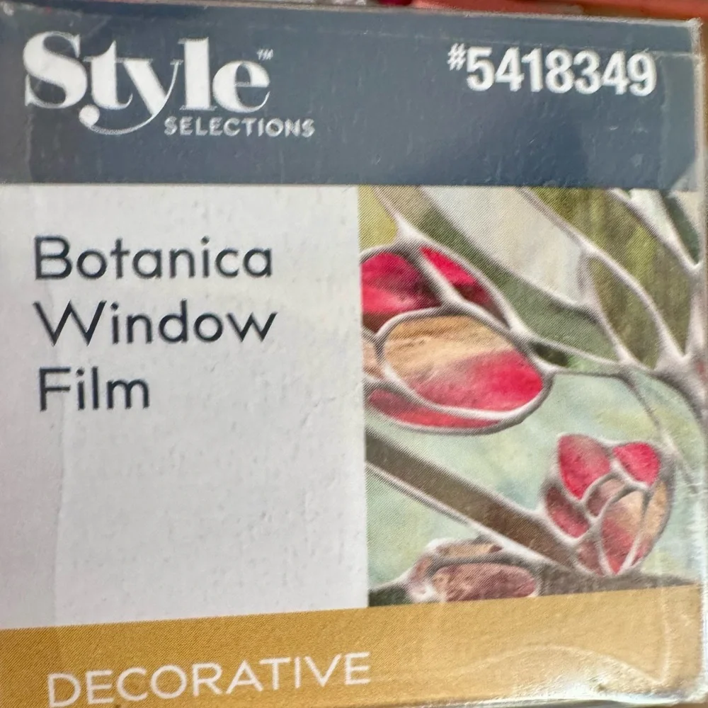 Floral Vine Privacy Faux Stained Glass Window Cling Multicolor